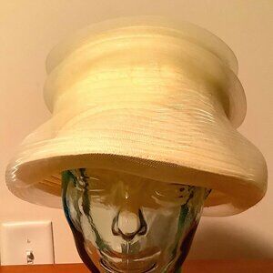 August Buttercup Yellow Spring /Summer Hat - small brim  cloche mesh decoration